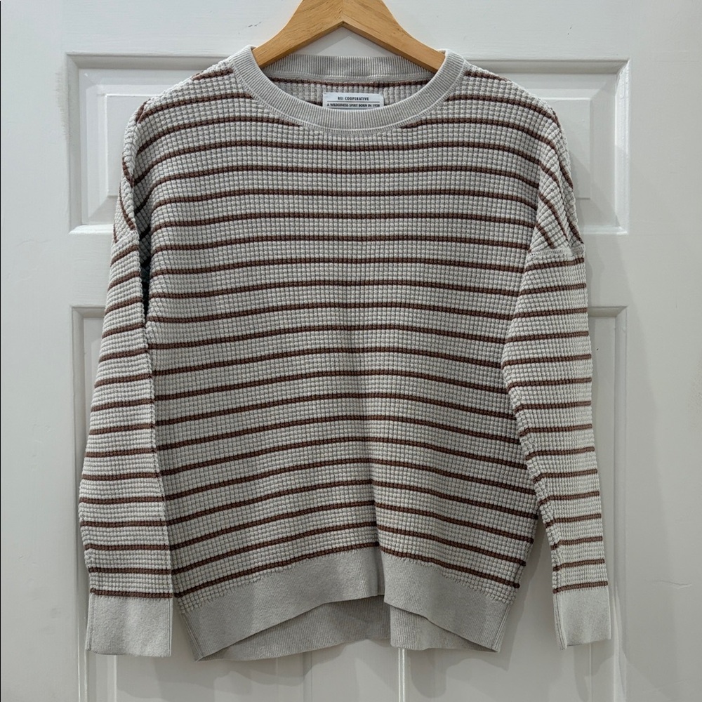 REI Rust Orange & Cream Striped Sweater